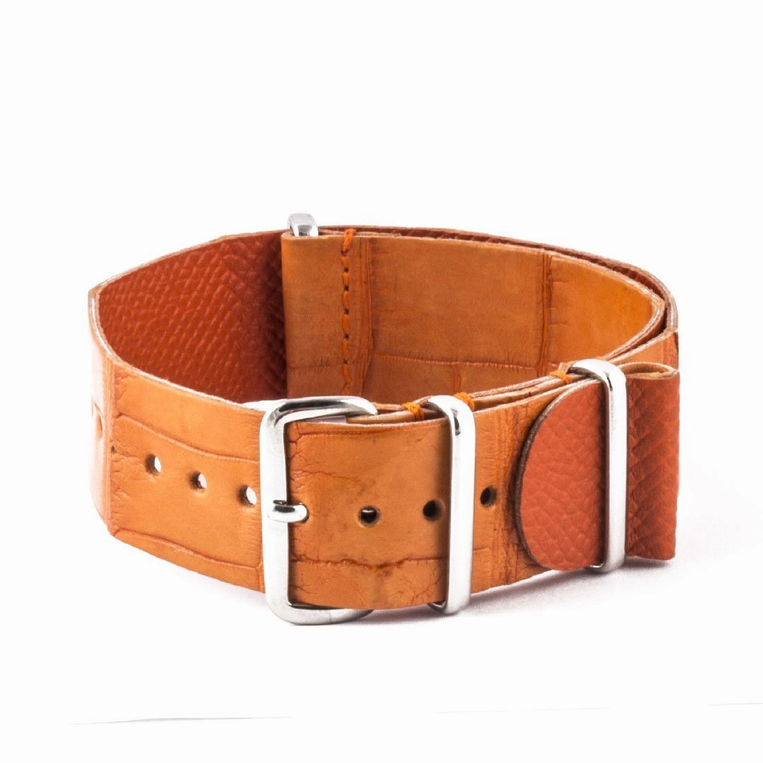 a??Leather Wild nato strap - Wild alligator / crocodile (black, brown, grey, blue, red, orange, green, orange, pink...)
