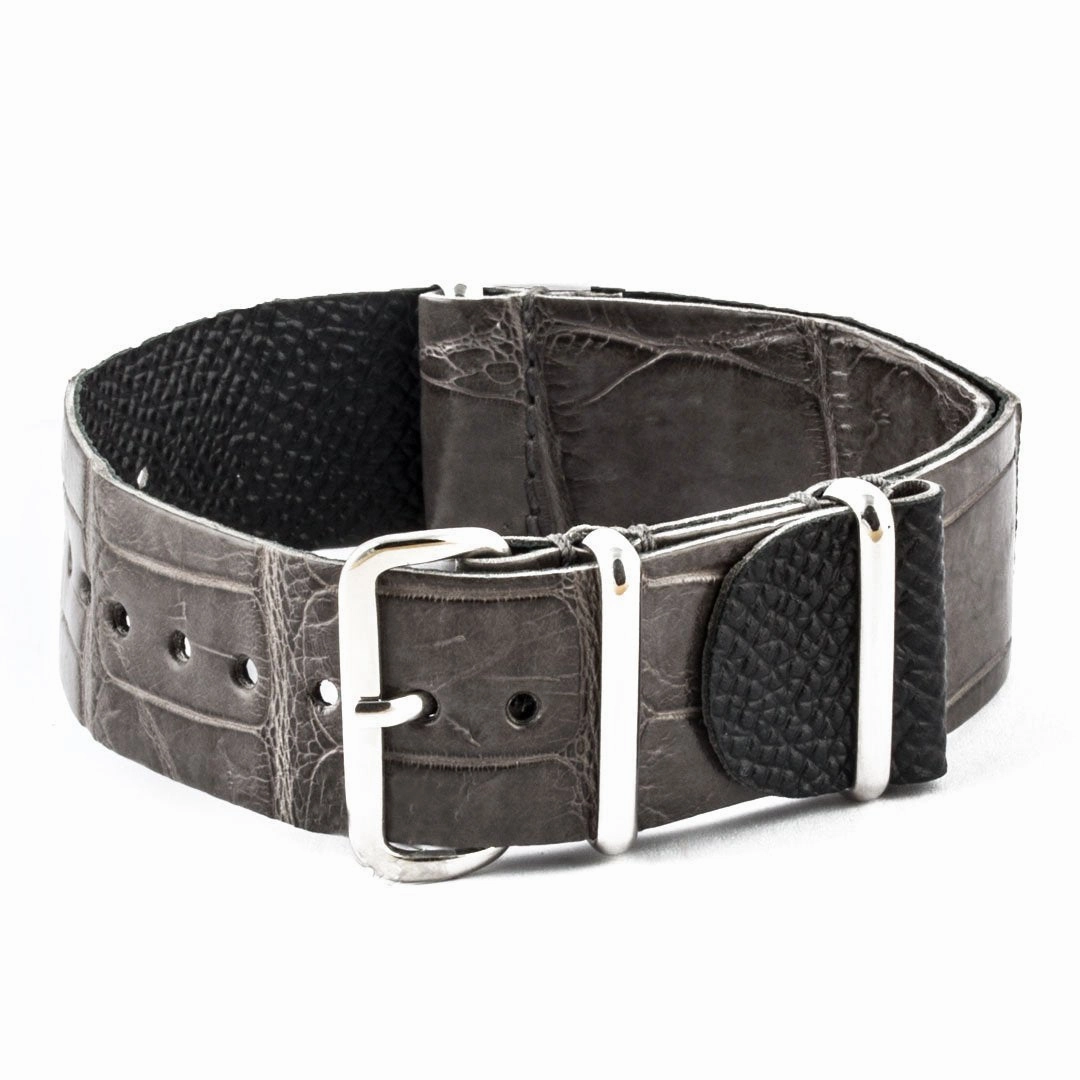 a??Leather Wild nato strap - Wild alligator / crocodile (black, brown, grey, blue, red, orange, green, orange, pink...)