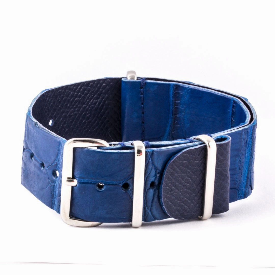 a??Leather Wild nato strap - Wild alligator / crocodile (black, brown, grey, blue, red, orange, green, orange, pink...)