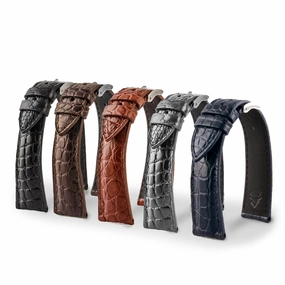 a??Luxury classic "Essentials" watch band - Genuine round scales alligator (black, brown, grey, blue)