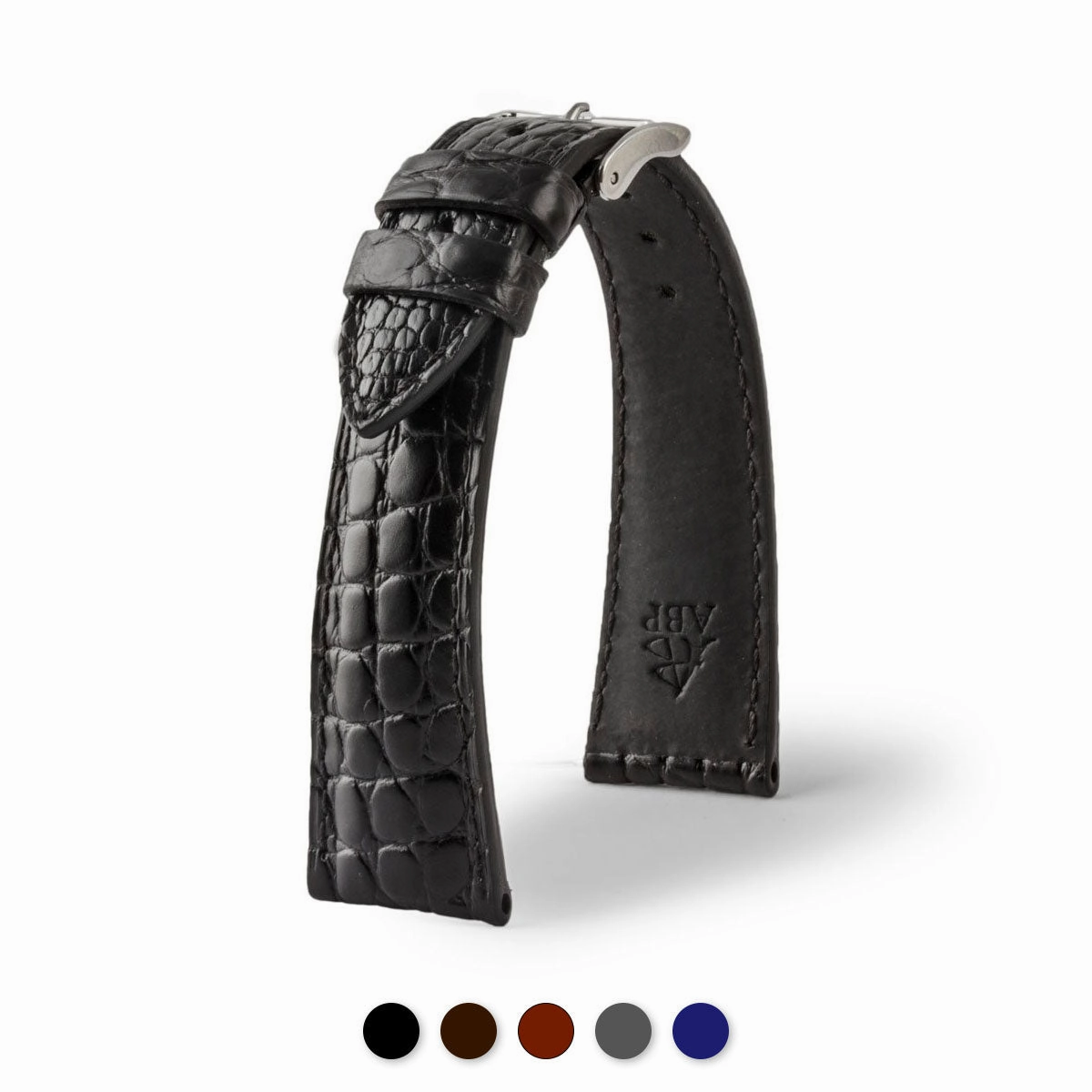 a??Luxury classic "Essentials" watch band - Genuine round scales alligator (black, brown, grey, blue)