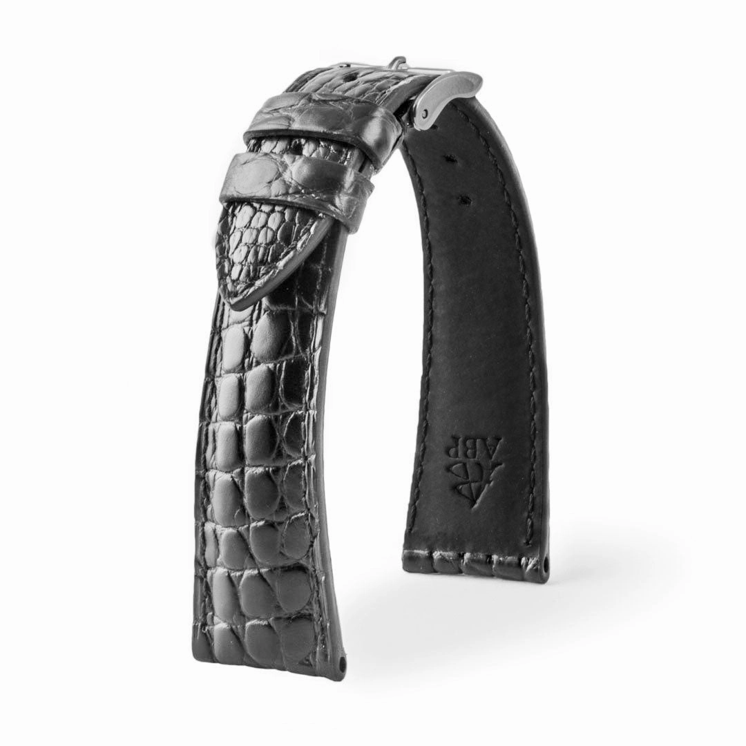 a??Luxury classic "Essentials" watch band - Genuine round scales alligator (black, brown, grey, blue)