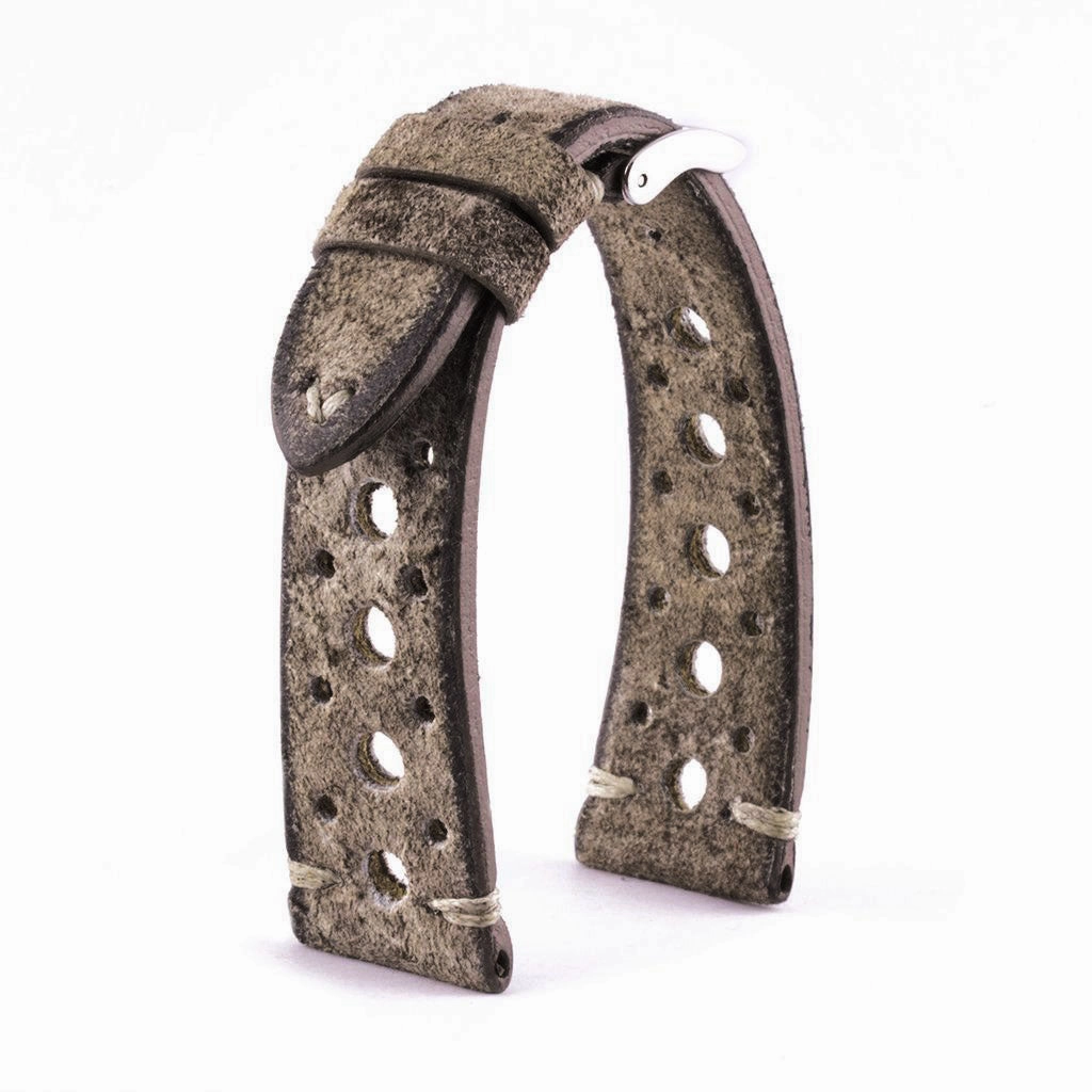 a??Vintage "Racing" strap - High end leather watch band - Calf (black, grey, brown, blue, red, taupe, camo)