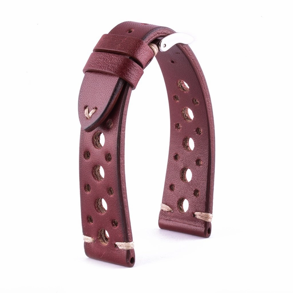 a??Vintage "Racing" strap - High end leather watch band - Calf (black, grey, brown, blue, red, taupe, camo)