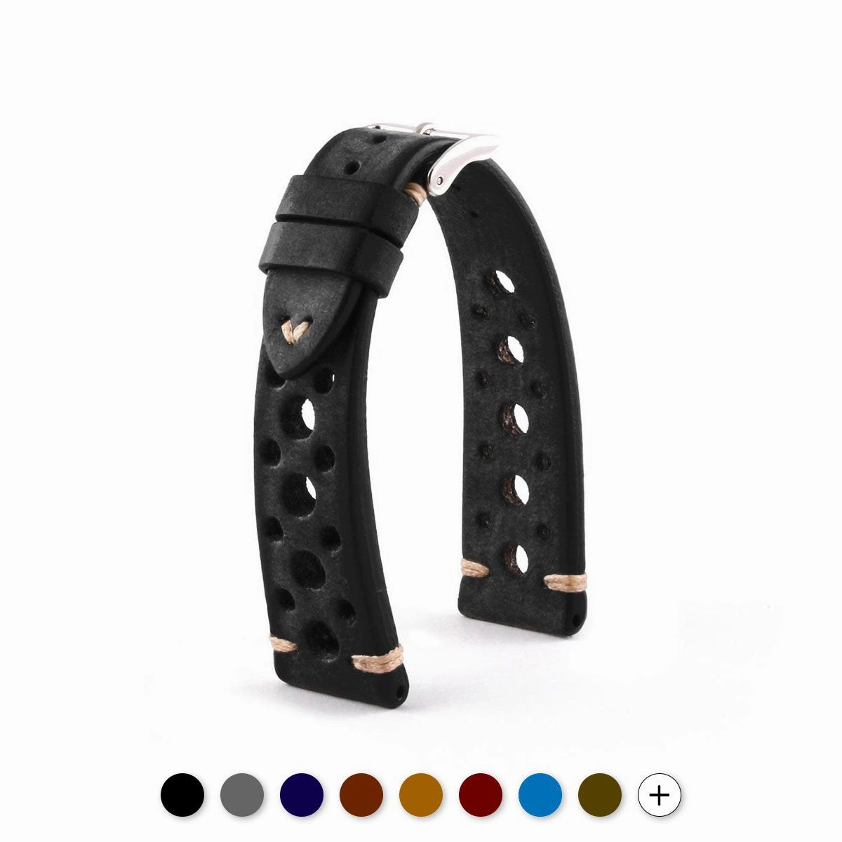 a??Vintage "Racing" strap - High end leather watch band - Calf (black, grey, brown, blue, red, taupe, camo)