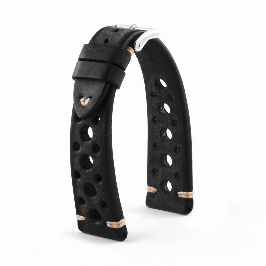 a??Vintage "Racing" strap - High end leather watch band - Calf (black, grey, brown, blue, red, taupe, camo)