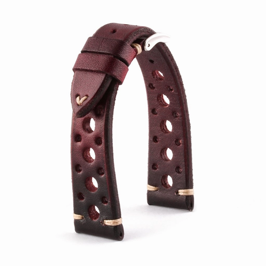 a??Vintage "Racing" strap - High end leather watch band - Calf (black, grey, brown, blue, red, taupe, camo)