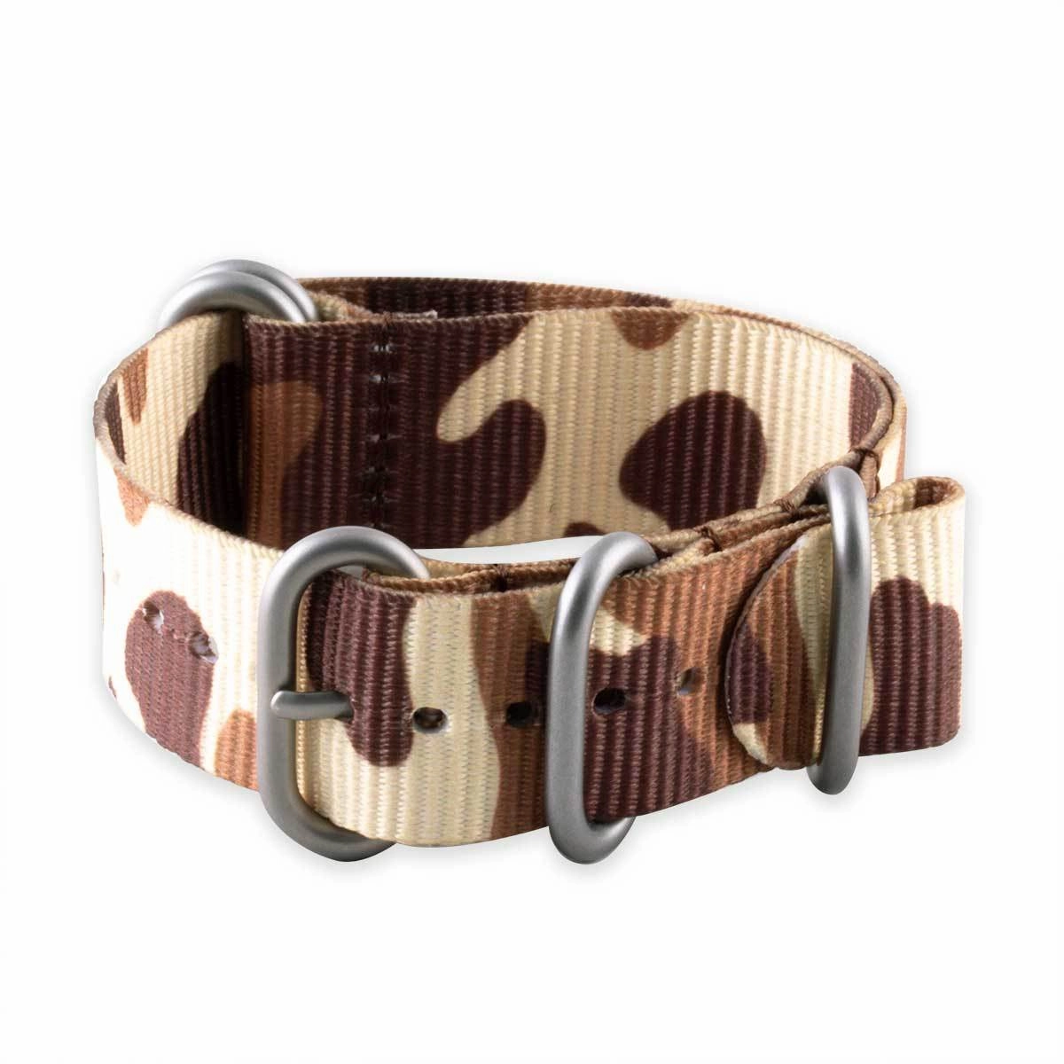 a??Zulu nato watch band 5 rings - Camo nylon / fabric (brown, brown/green, grey)