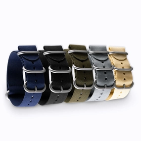 a??Zulu nato watch band 5 rings - Nylon / fabric (blue, black, kaki, beige, grey)