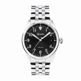 Accurist Aviation Mens Watch 76000 Stainless Steel with Black Dial