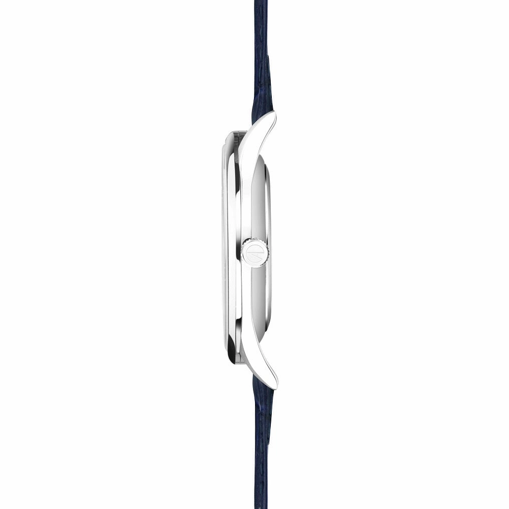 Accurist Classic Mens Blue Leather Strap Watch White Dial 73000