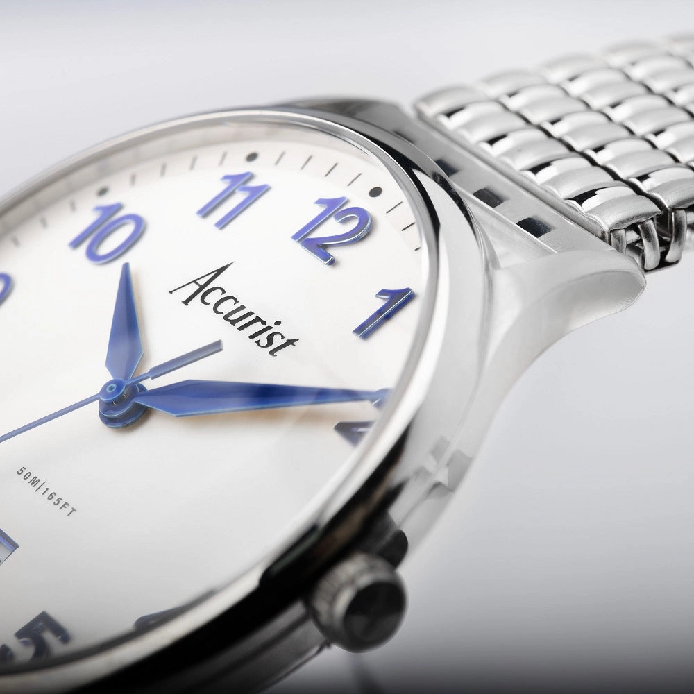 Accurist Classic Mens Expander Bracelet Watch White Dial 73000X