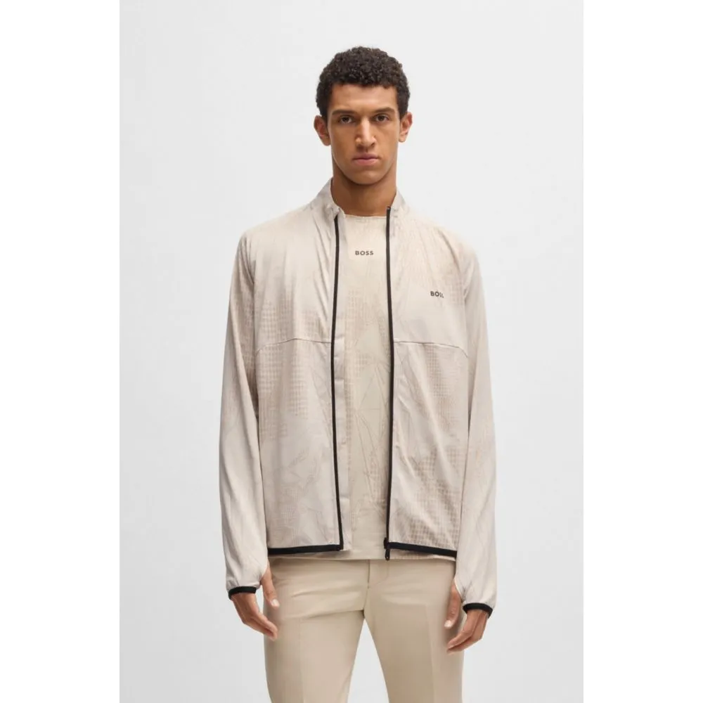 Active zip-up sweatshirt with dynamic jacquard pattern