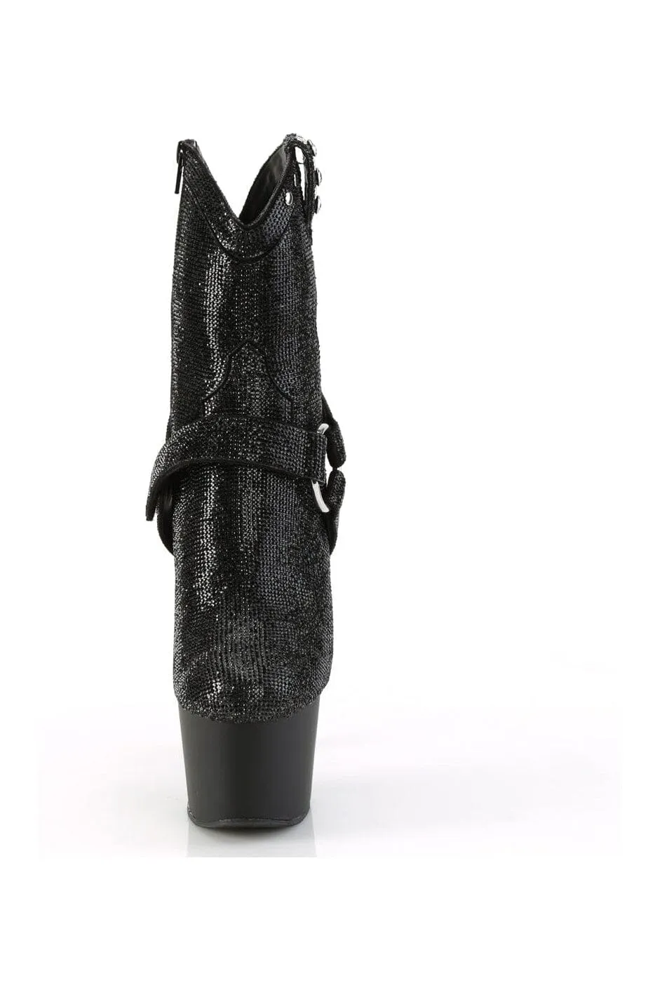ADORE-1029RS Black Faux Suede Ankle Boot