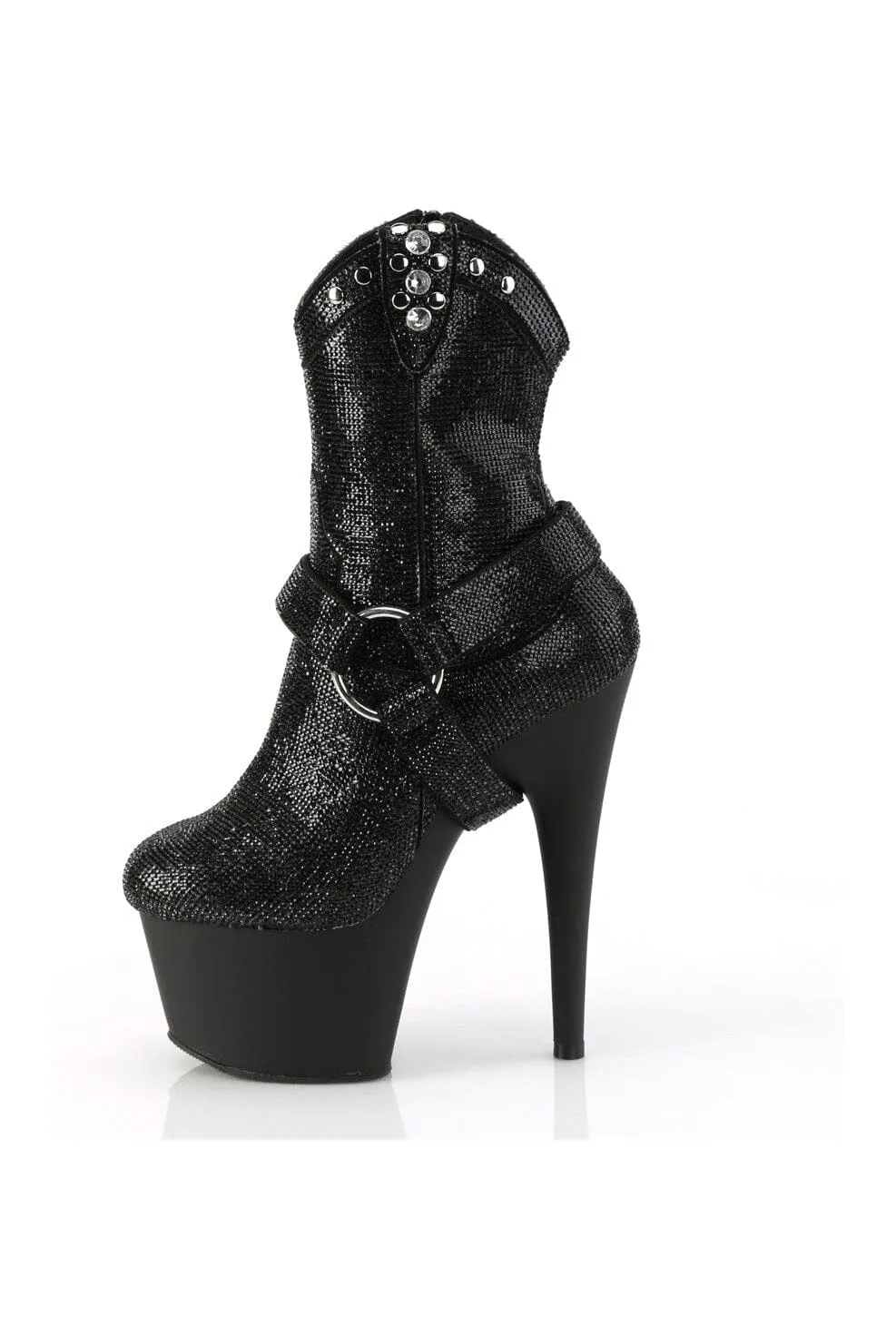 ADORE-1029RS Black Faux Suede Ankle Boot