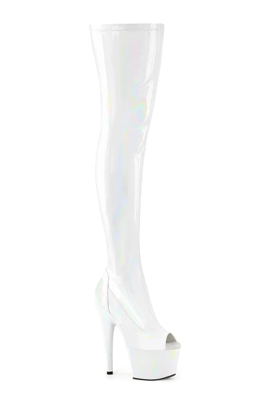 ADORE-3011HWR White Hologram Thigh Boot