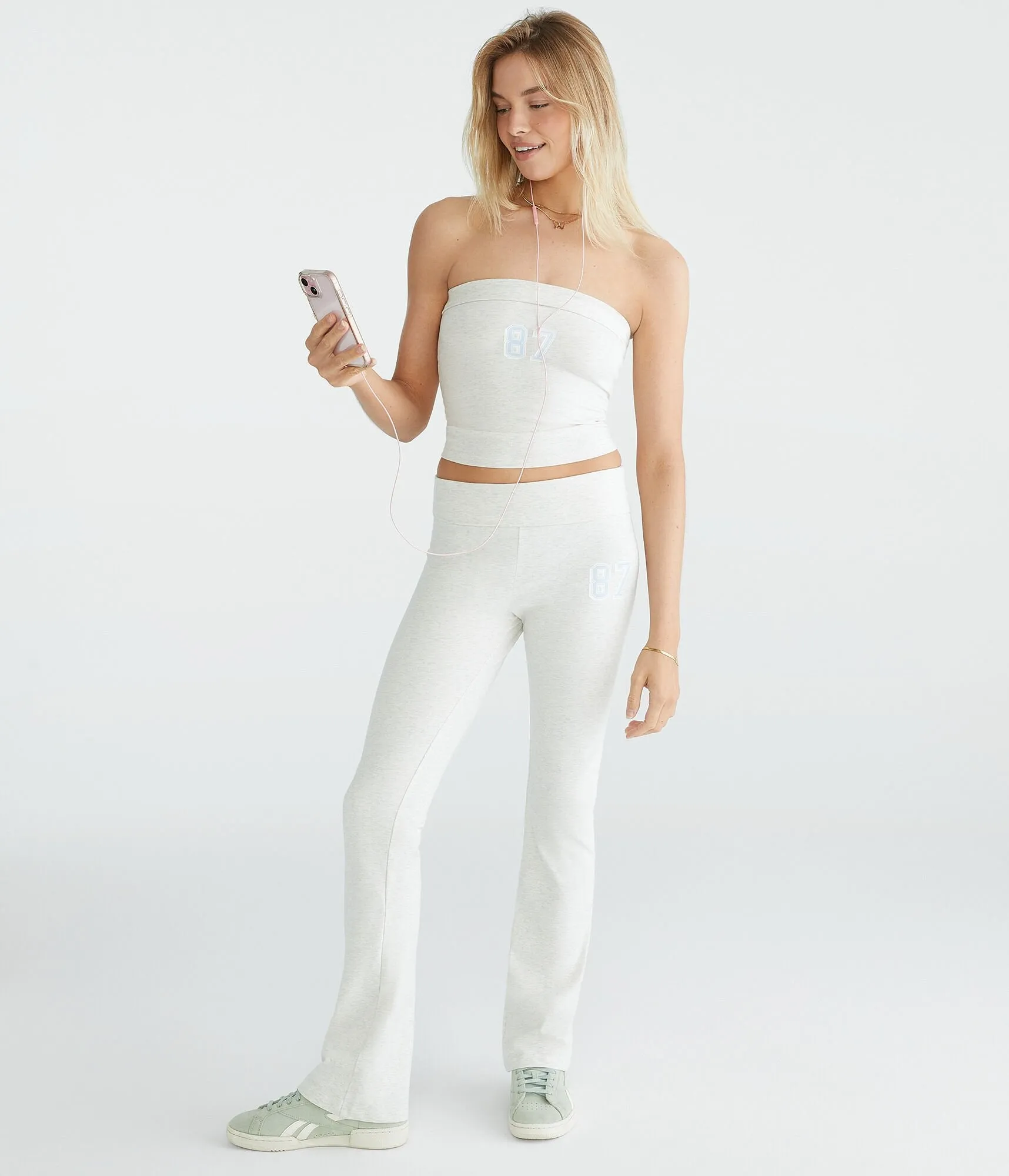 Aeropostale 87 Mid-Rise Fold-Over Flare Leg Pants