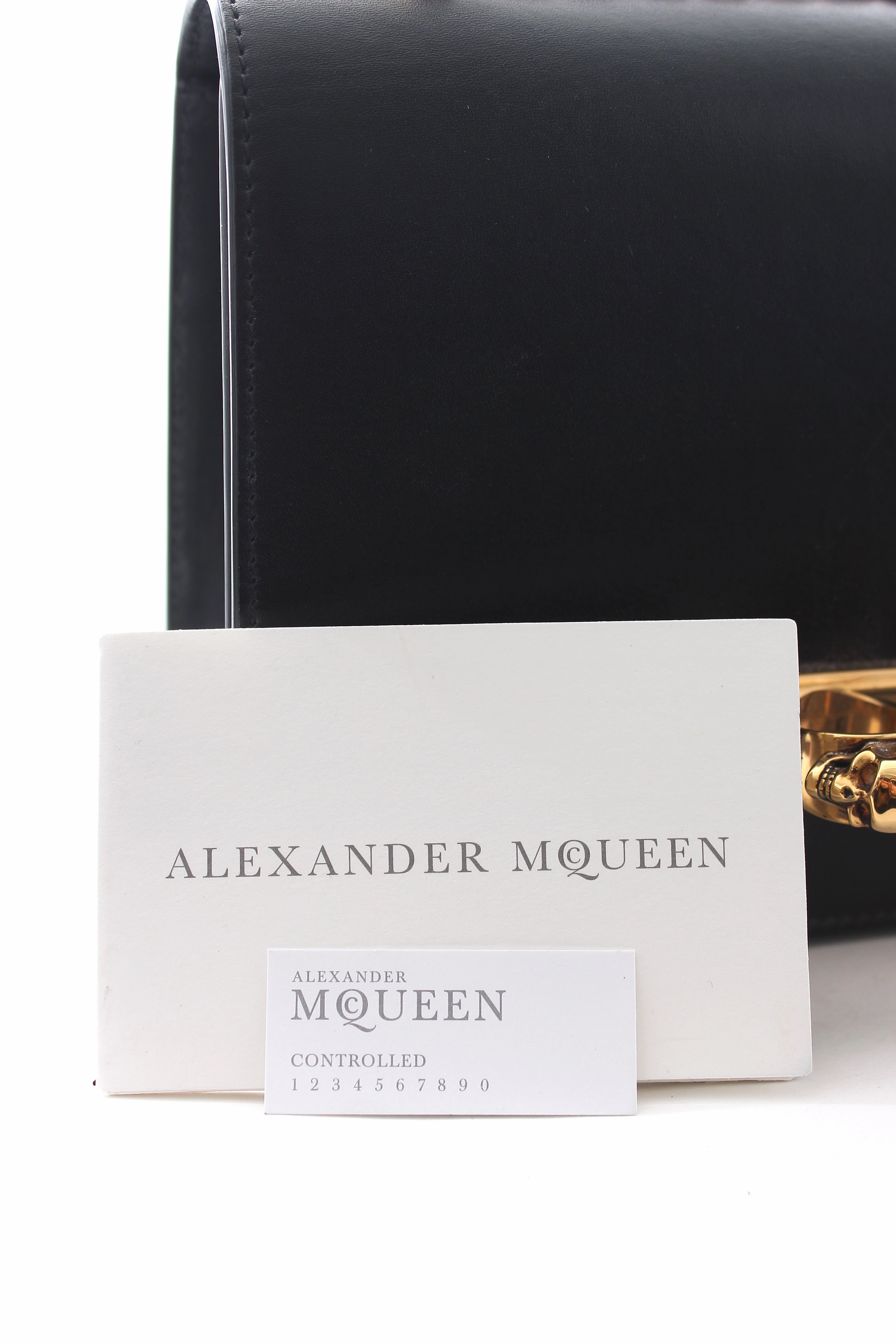 Alexander McQueen Satchel Four-Ring Skull Crystal-Embellished Shoulder Bag