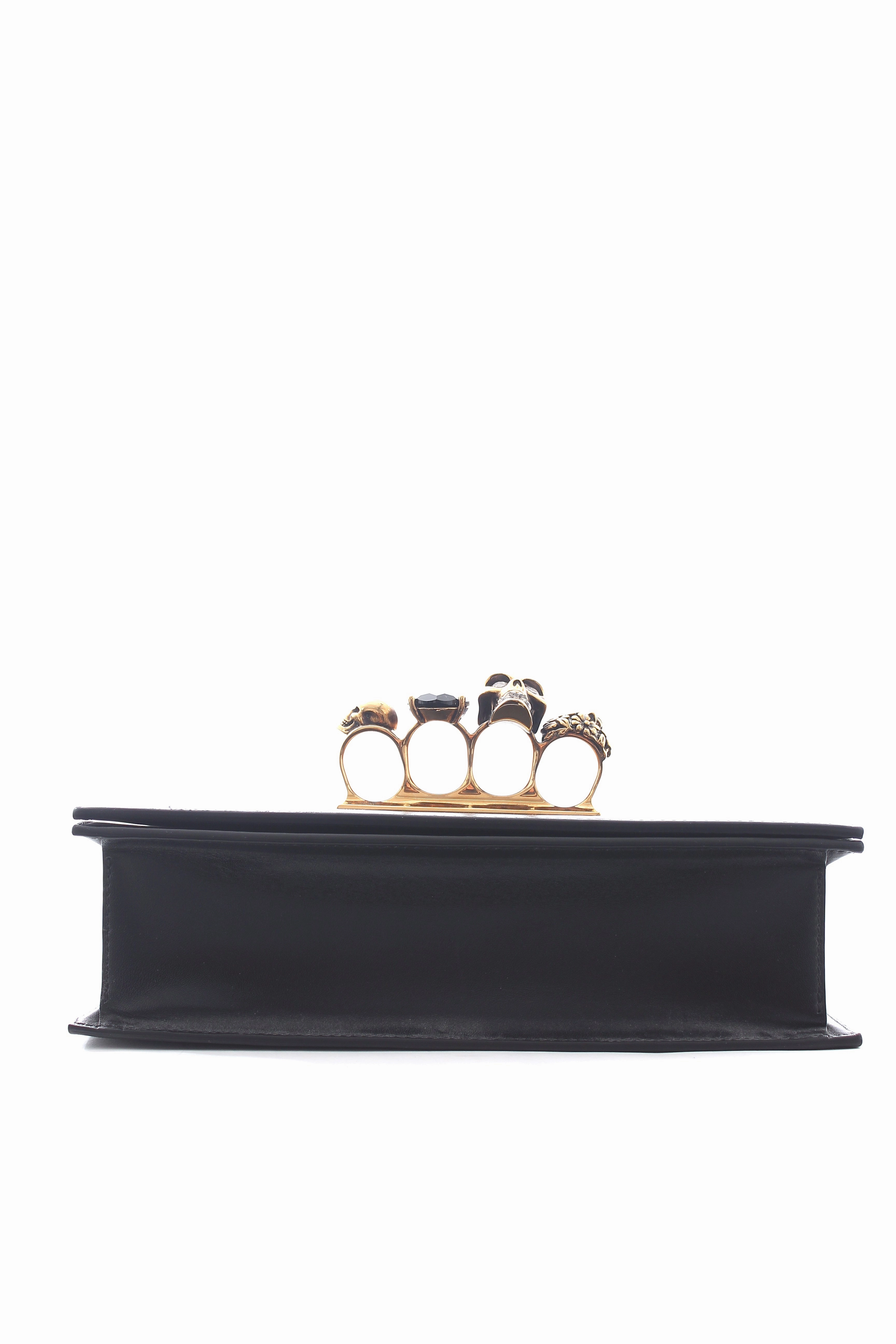 Alexander McQueen Satchel Four-Ring Skull Crystal-Embellished Shoulder Bag