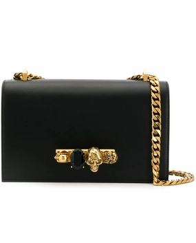 Alexander McQueen Satchel Four-Ring Skull Crystal-Embellished Shoulder Bag