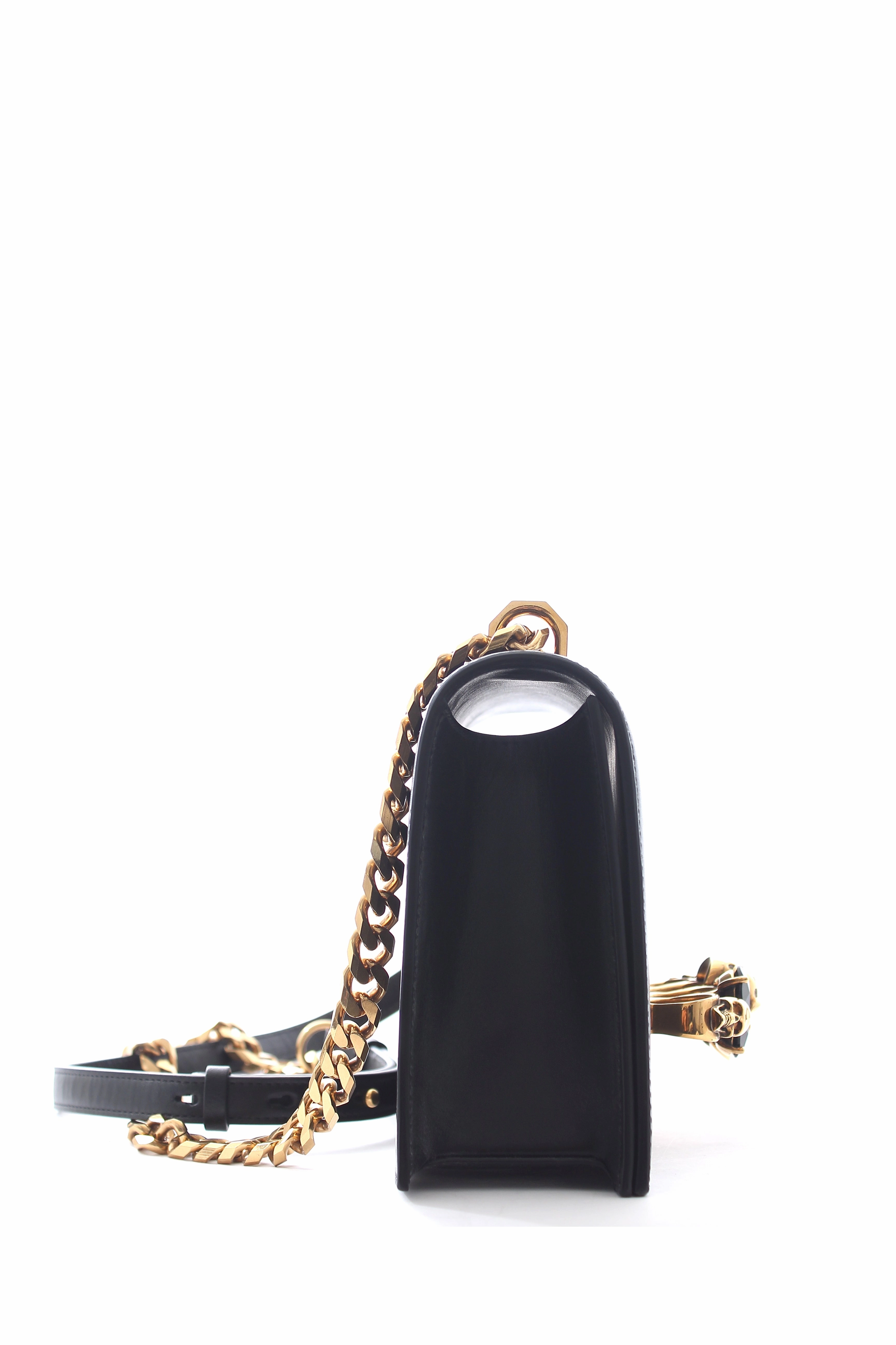 Alexander McQueen Satchel Four-Ring Skull Crystal-Embellished Shoulder Bag