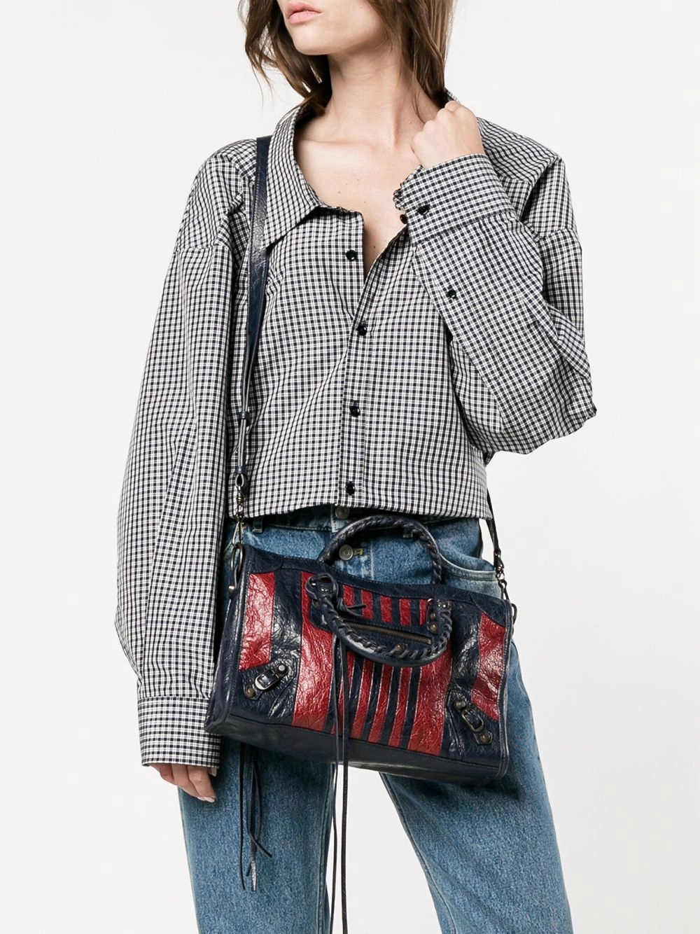 Balenciaga Classic City S Bag - Marine/Bordeaux Stripes