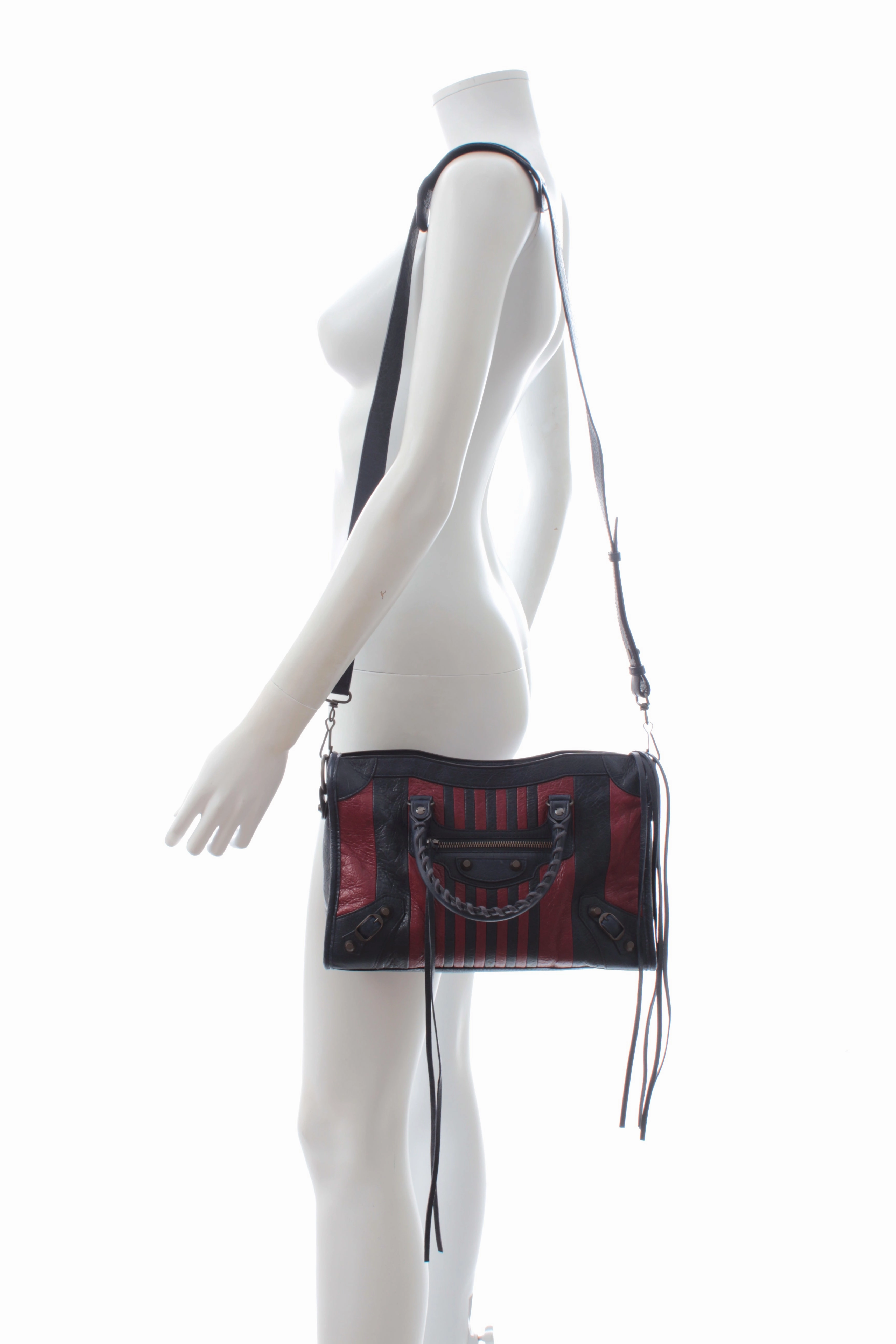 Balenciaga Classic City S Bag - Marine/Bordeaux Stripes