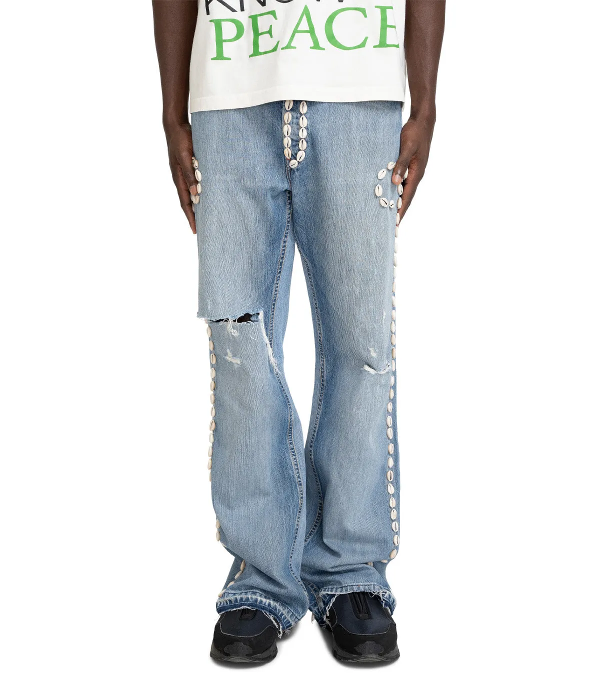 Barriers Barrera Cowrie Shell Denim Pants Blue