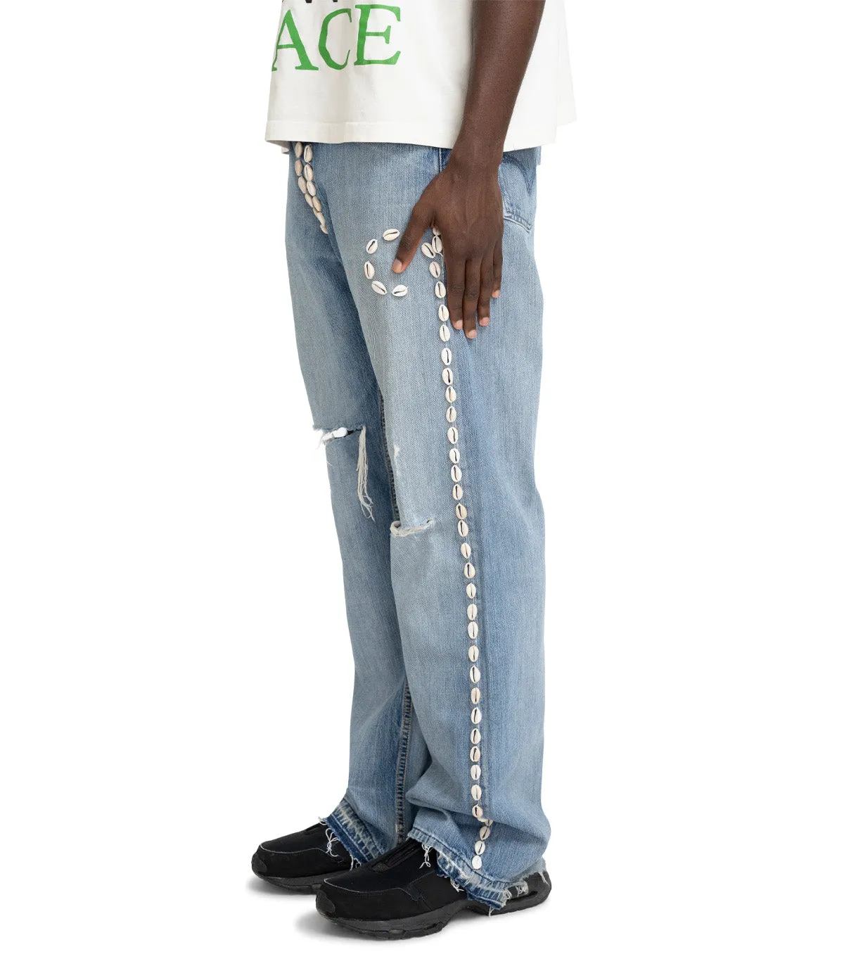 Barriers Barrera Cowrie Shell Denim Pants Blue