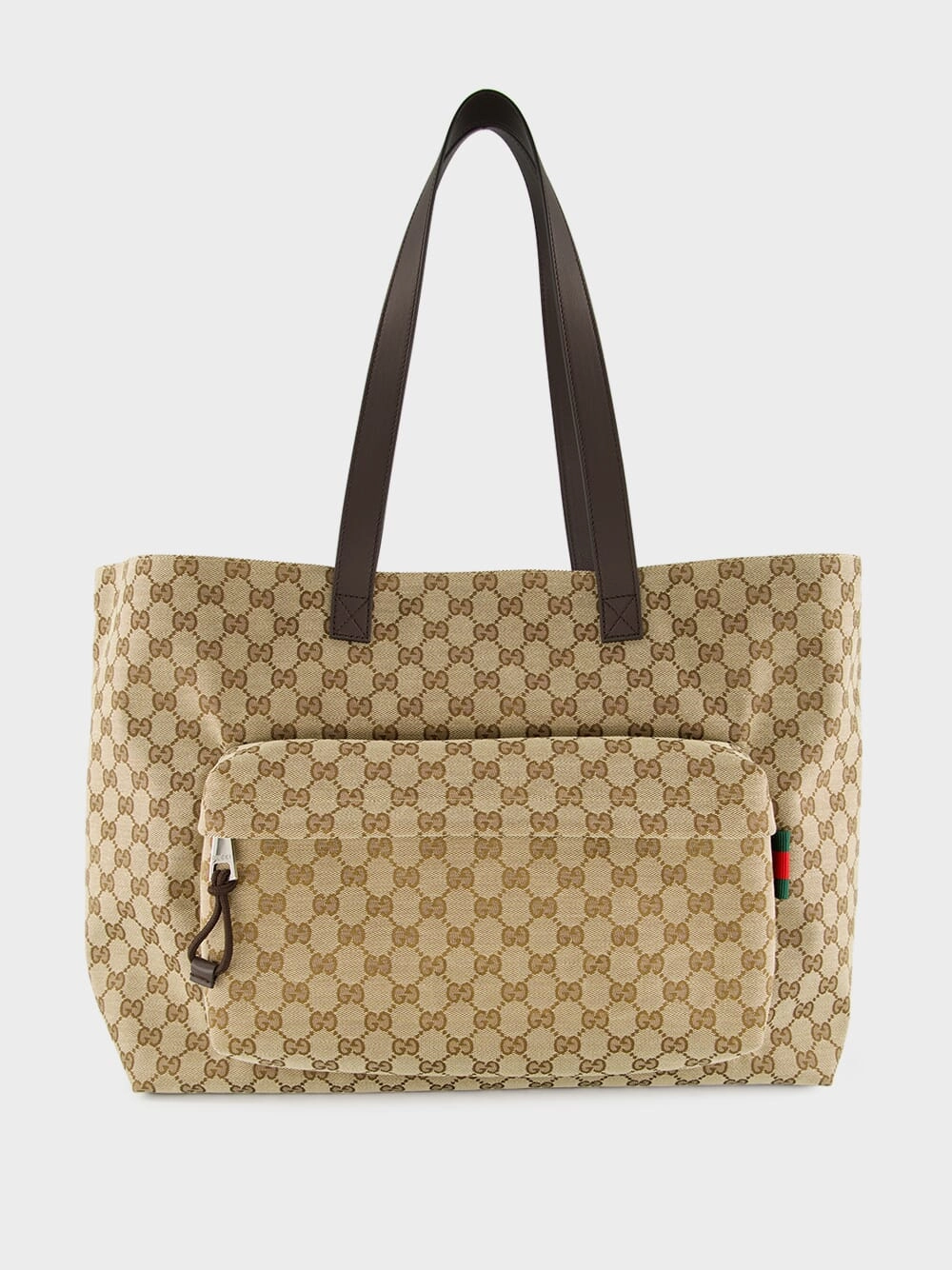 Beige and Dark Brown Large GG Tote Bag