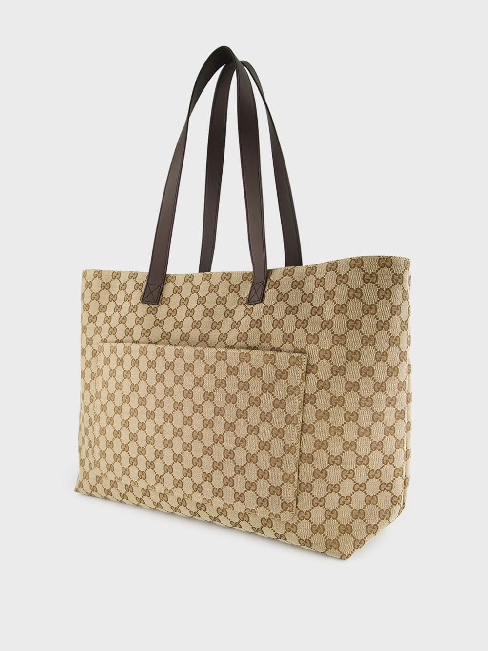 Beige and Dark Brown Large GG Tote Bag