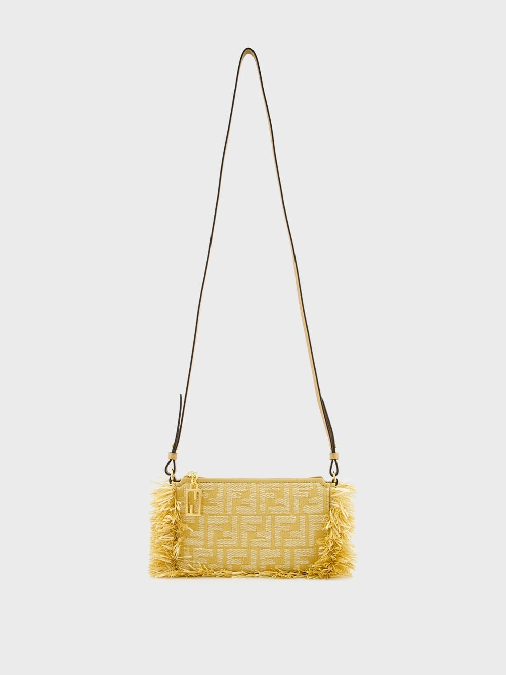 Beige Jacquard Baguette Pouch