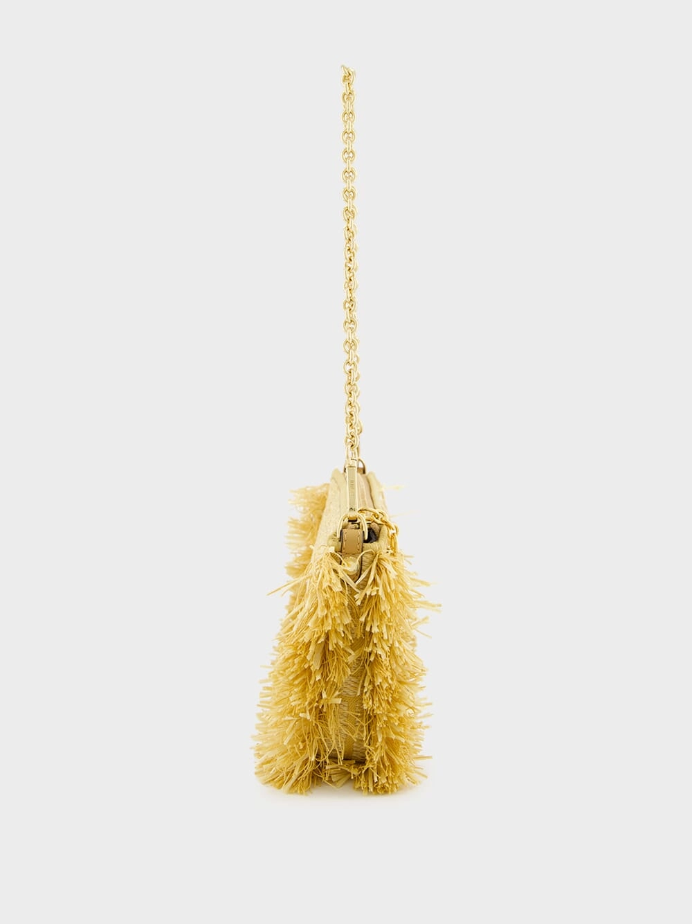 Beige Jacquard Baguette Pouch
