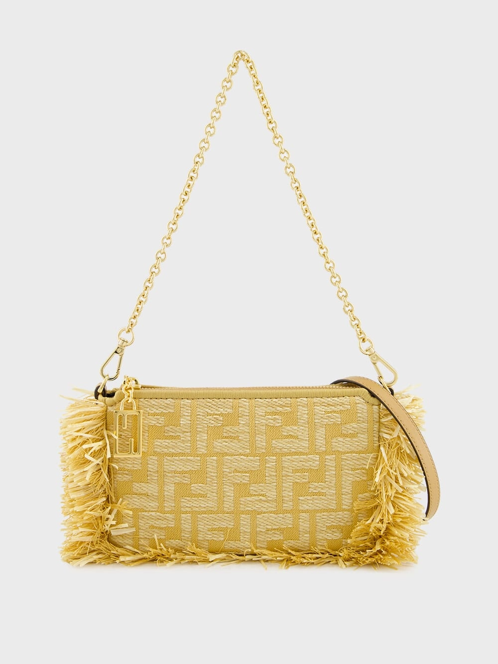 Beige Jacquard Baguette Pouch