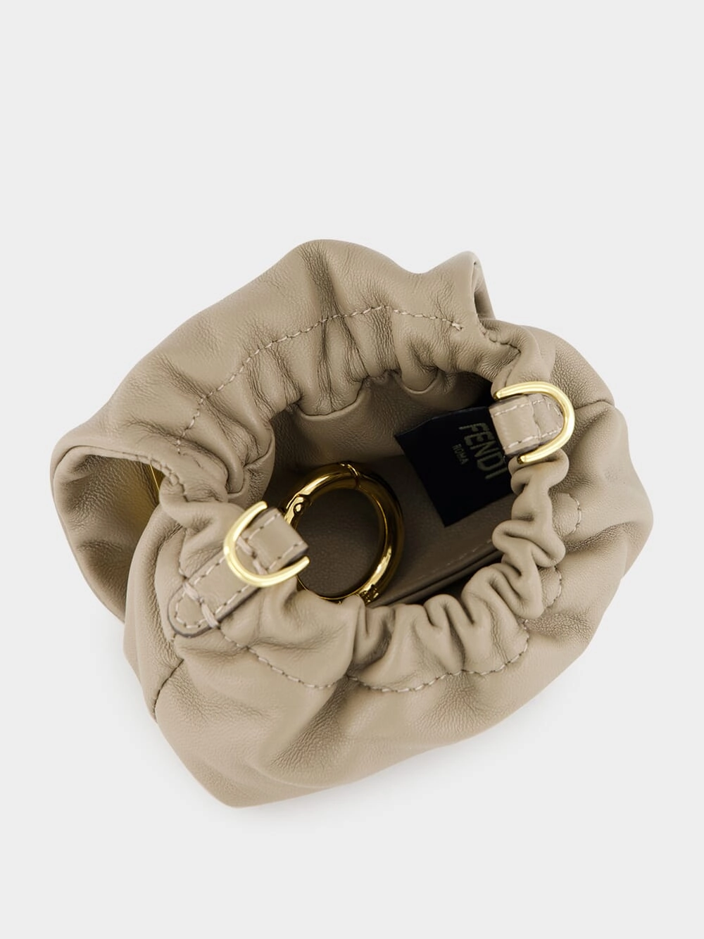 Beige Nano Mamma Baguette Leather Bag