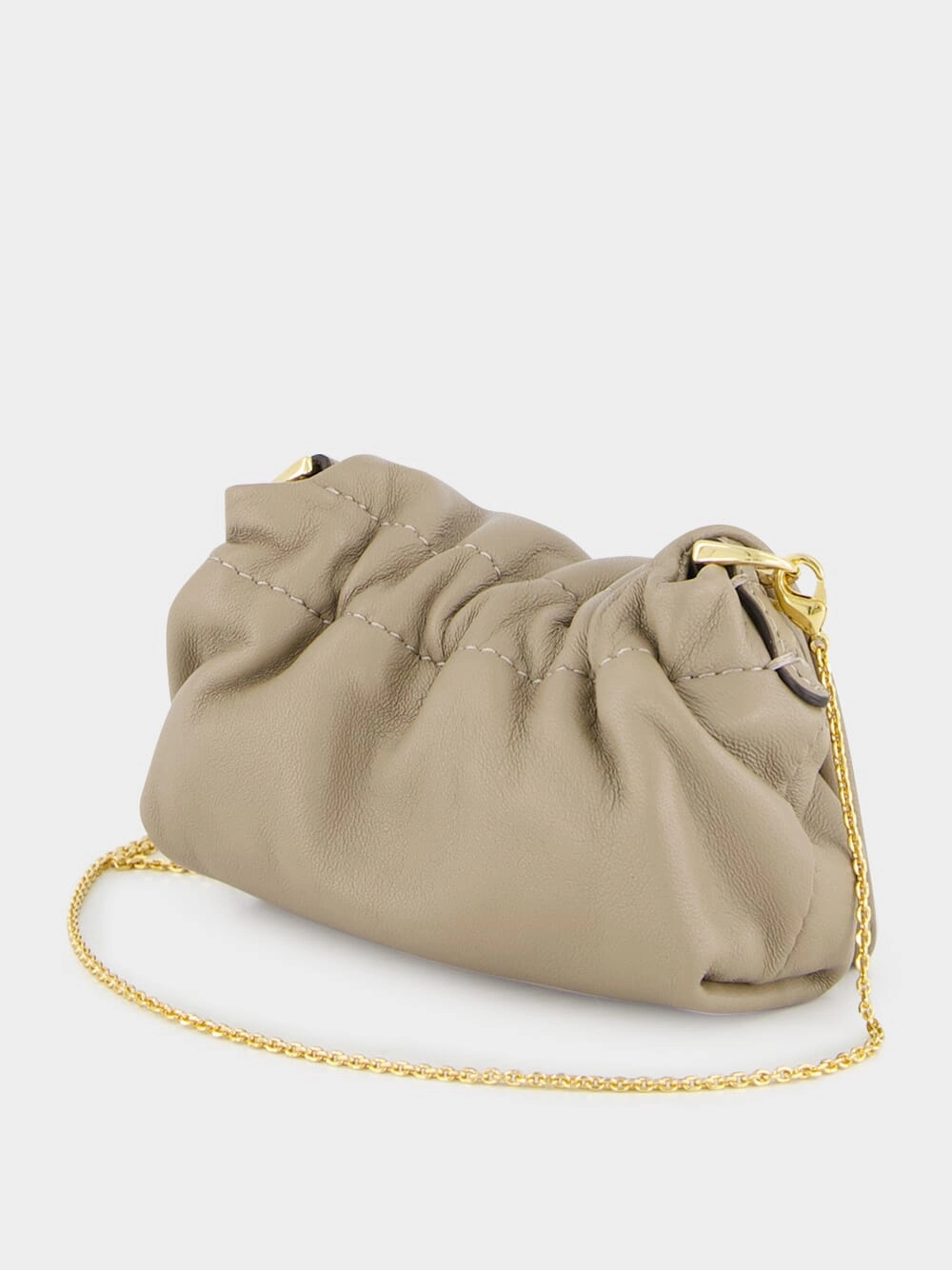 Beige Nano Mamma Baguette Leather Bag