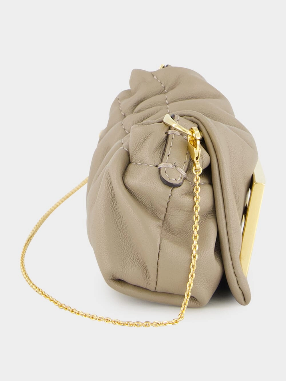 Beige Nano Mamma Baguette Leather Bag