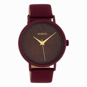 Biking red OOZOO watch with leather strap - C10584