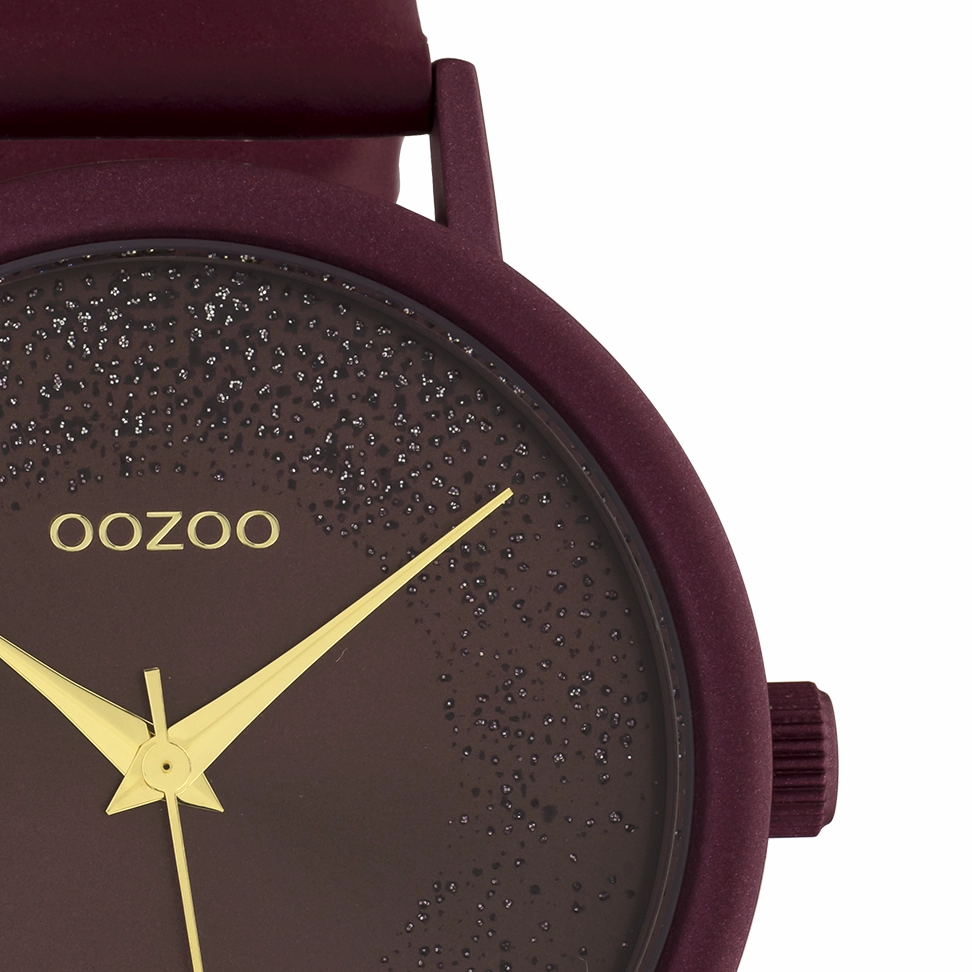 Biking red OOZOO watch with leather strap - C10584