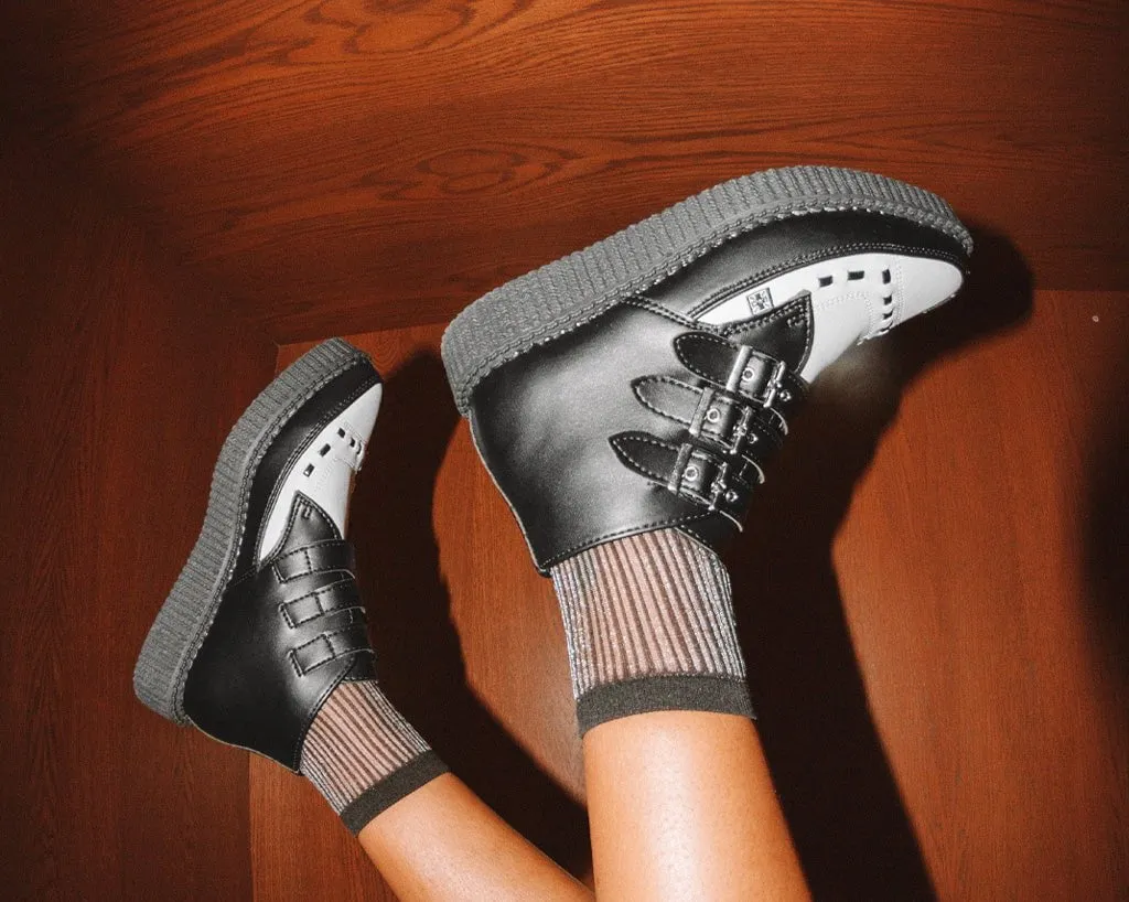 Black & White TUKskin? 3-Buckle Pointed Creeper Boot