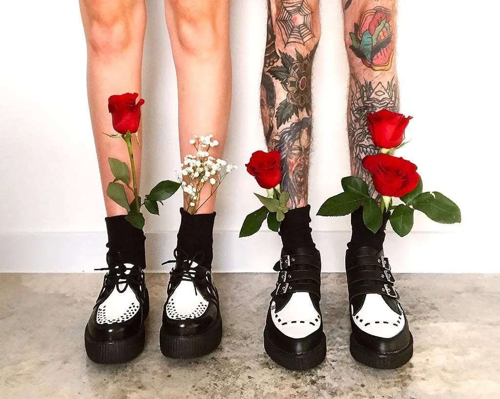 Black & White TUKskin? 3-Buckle Pointed Creeper Boot