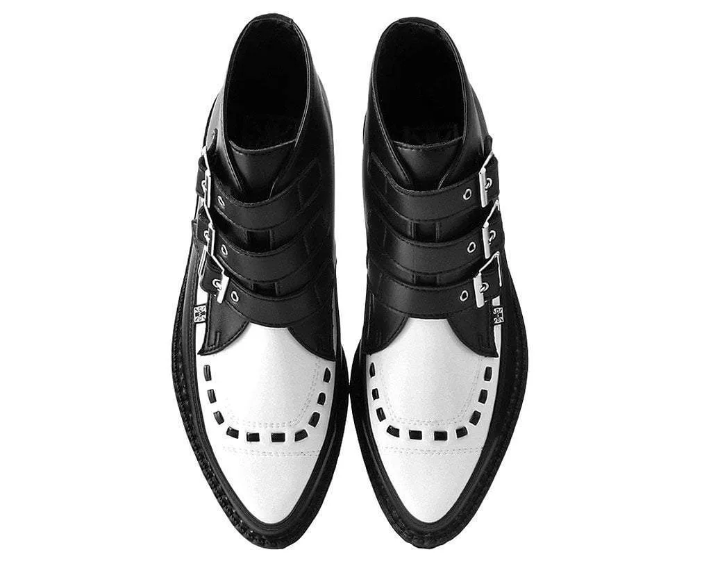 Black & White TUKskin? 3-Buckle Pointed Creeper Boot