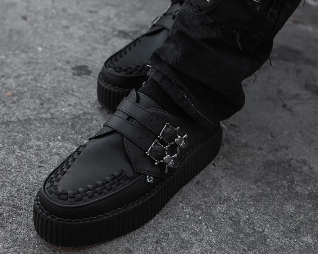 Black TUKskin? 2-Buckle Skull Creeper