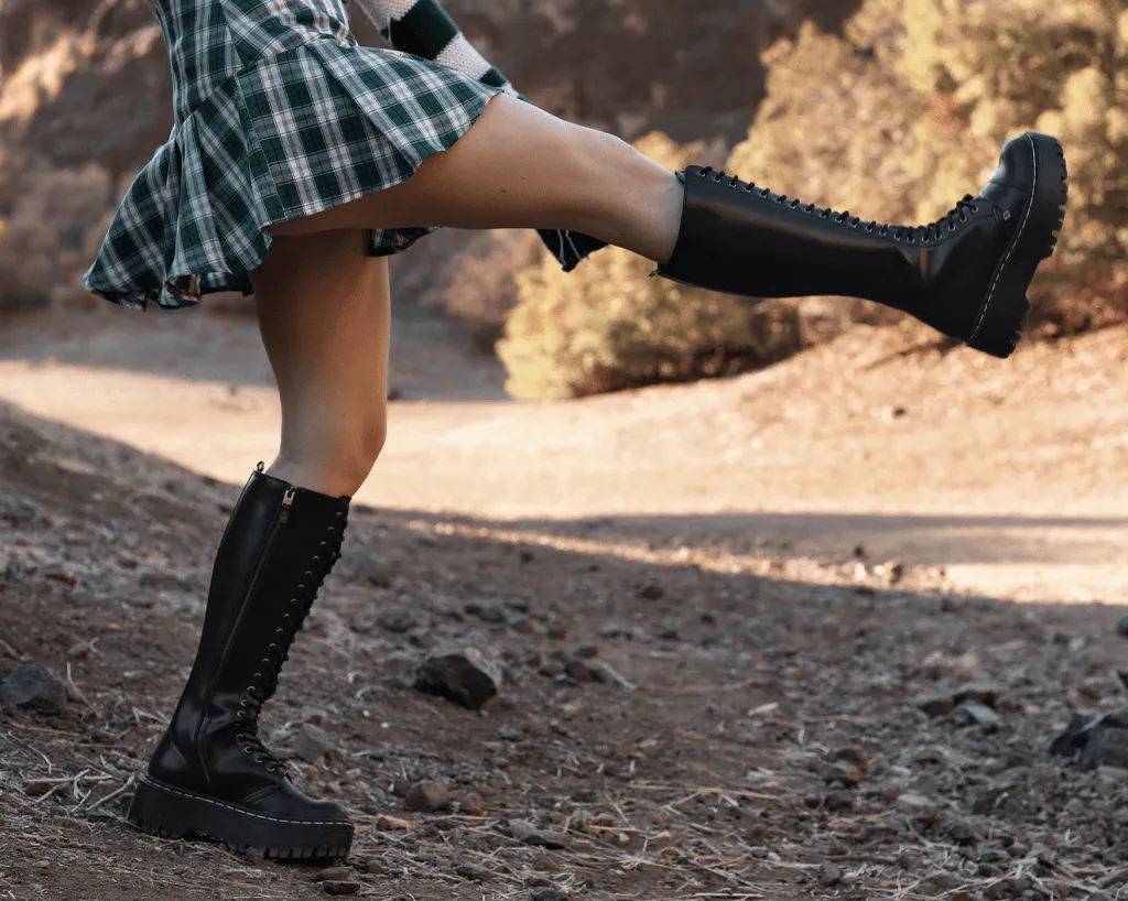 Black TUKskin? Knee-high Double Decker Boot
