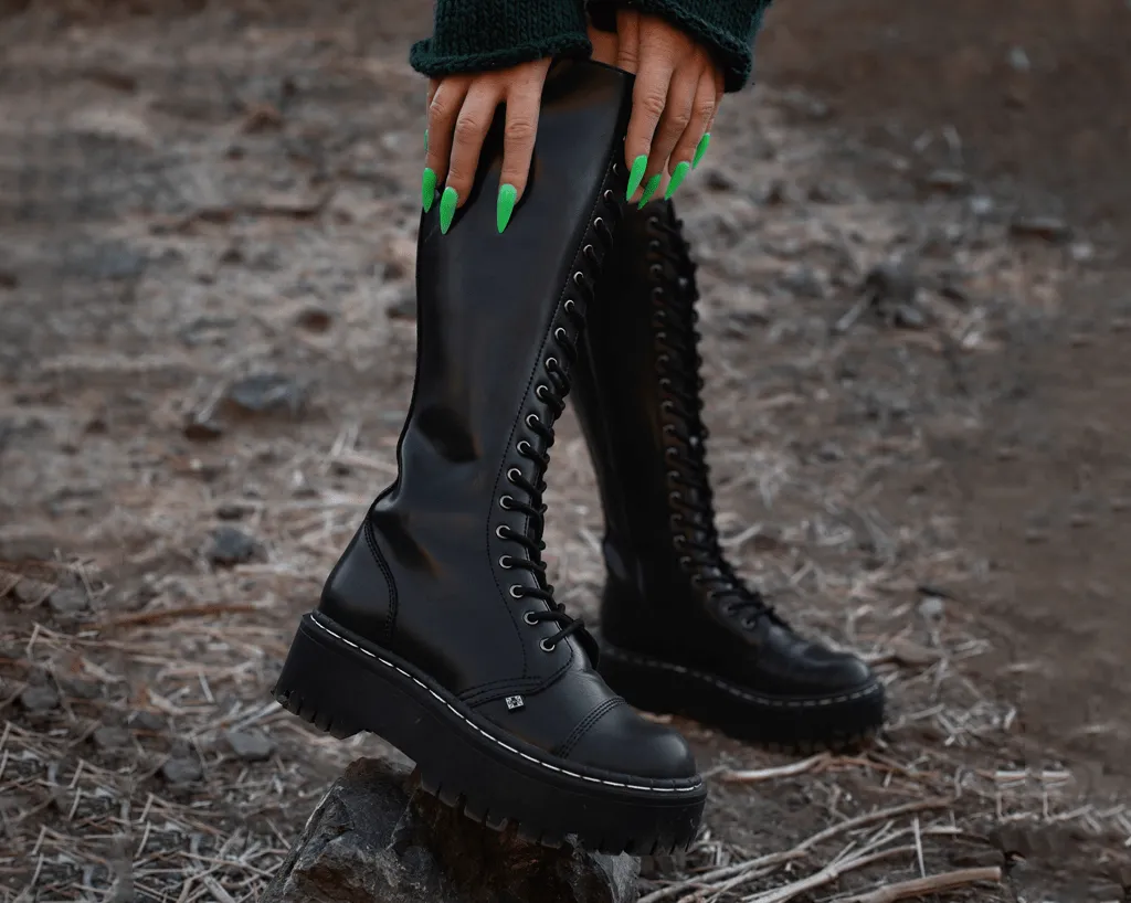 Black TUKskin? Knee-high Double Decker Boot
