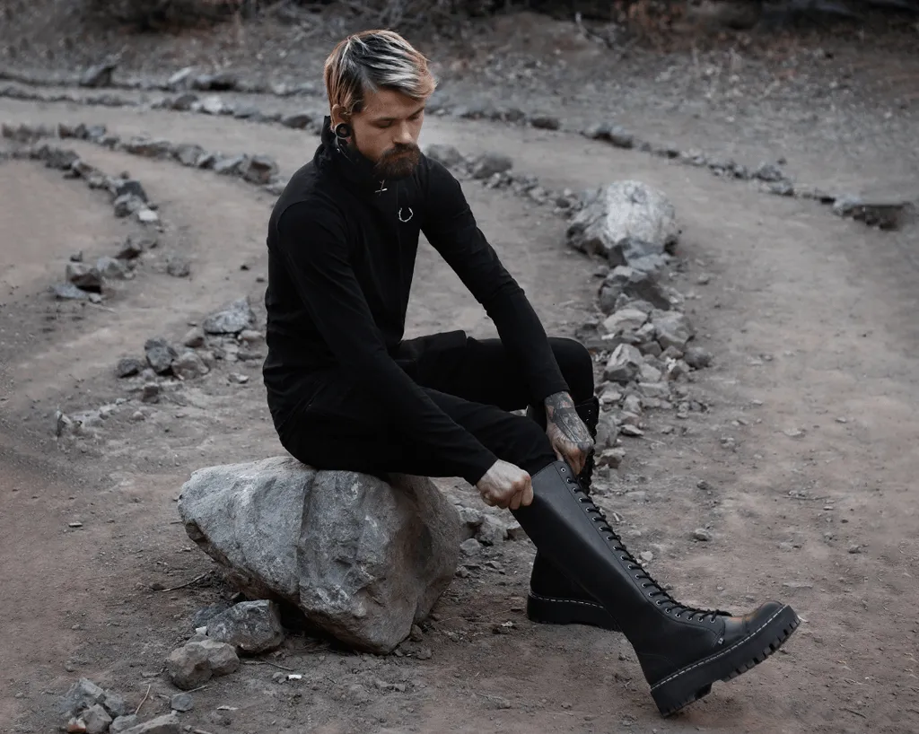 Black TUKskin? Knee-high Double Decker Boot