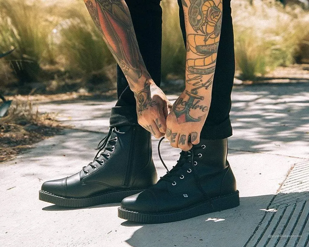 Black TUKskin? Pointed Lace Up Boot
