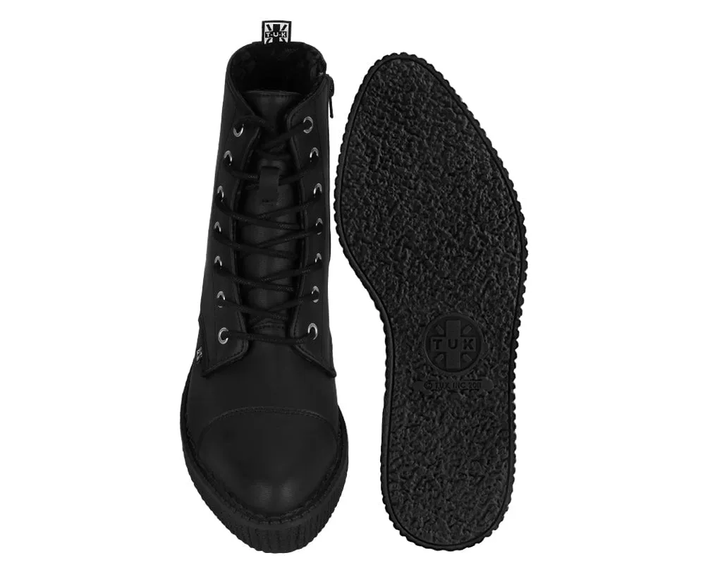 Black TUKskin? Pointed Lace Up Boot