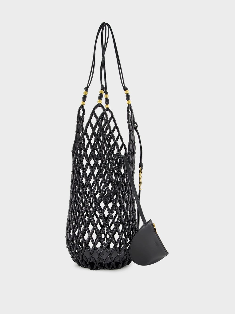 Black Beaded Hobo Shoulder Bag