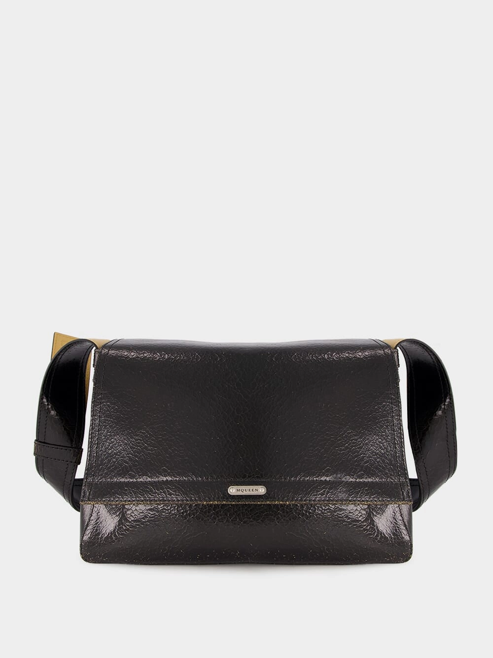 Black Crackled Leather Slouch Bag
